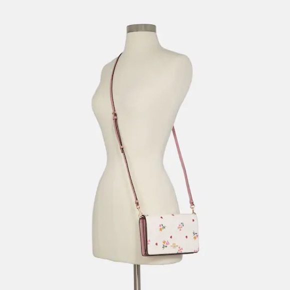 Anna Foldover Clutch Crossbody With Heart Petal Print Chalk Multi - Picture 10 of 10